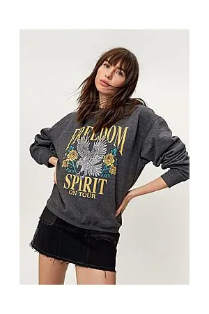 Boohoo Graphic Freedom Spirit Oversized Sweatshirt