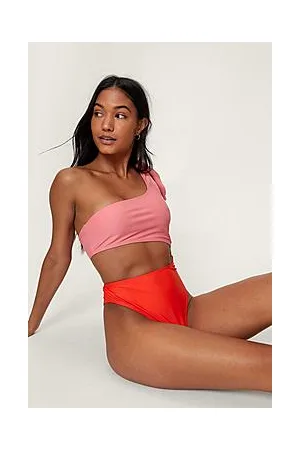 Boohoo Recycled Colour Block Tie Cut Out Swimsuit