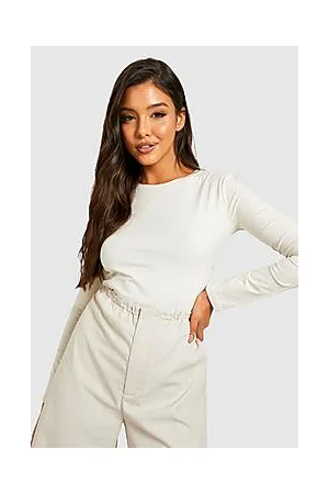 Boohoo Long Sleeve Basic Crew Neck Jersey Fitted Tshirt