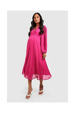 Boohoo Maternity Pleated Wrap Midaxi Dress