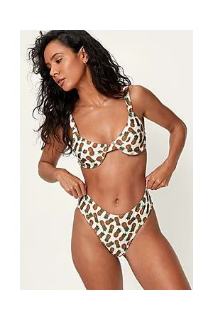 Boohoo Recycled Pineapple Print High Waisted Bikini Bottoms