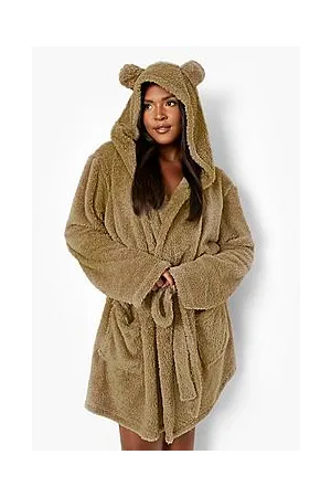Boohoo Plus Fluffy Bear Ear Robe