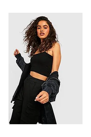 Boohoo Square Neck Cotton Blend Crop Top