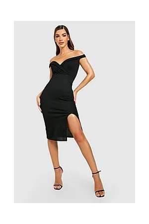 Boohoo Off The Shoulder Split Midi Dress
