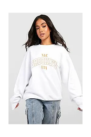 Boohoo Petite Brooklyn Print Oversized Sweat