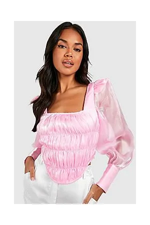 Boohoo Organza Square Neck Long Sleeve Corset