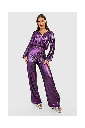 Boohoo Metallic Wide Leg Trousers