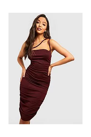 Boohoo Strappy Ruched Midi Dress