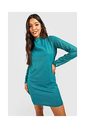 Boohoo Glitter Cowl Back Mini Dress