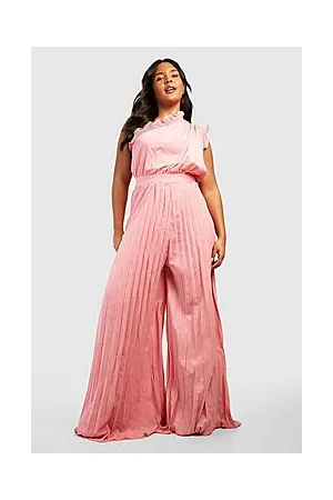Boohoo Plus Pleated Ruffle One Jumpsuit
