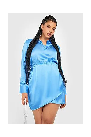 Boohoo The Plus Satin Mini Wrap Dress