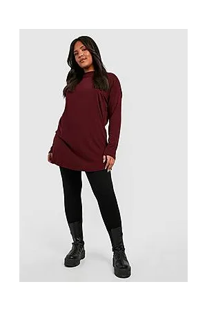 Boohoo Plus Soft Rib Long Sleeve Tunic Top