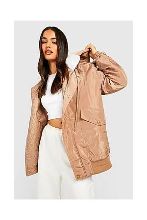 Boohoo Teddy Trim Oversized Padded Bomber Jacket