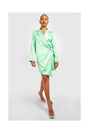 Boohoo Satin Wrap Blazer Dress