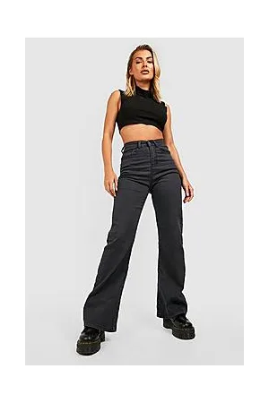 Boohoo Washed High Waisted Flared Jeans