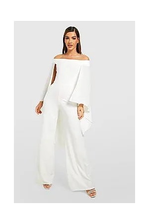 Boohoo Off The Shoulder Wide Leg Extreme Cape Jumpsuit