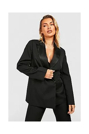 Boohoo Tailored Power Shoulder Tuxedo Blazer