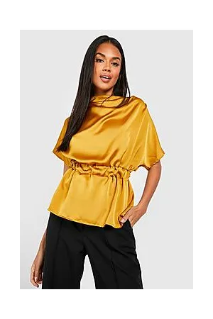 Boohoo Satin Cowl Neck Floaty Sleeve Blouse