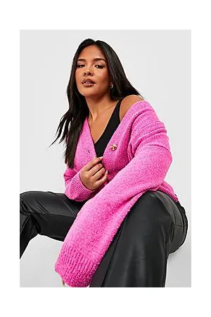 Boohoo Plus Boucle Knitted Cardigan