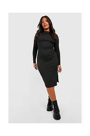 Boohoo Plus Soft Knitted Split Leg Midi Dress