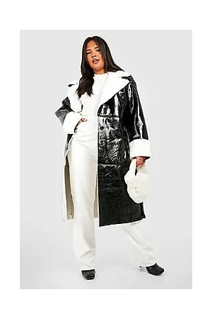 Boohoo Plus High Shine Shaggy Fur Longline Aviator