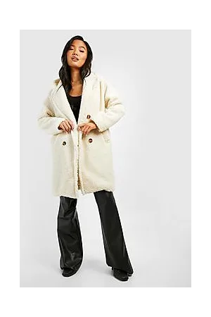 Boohoo Petite Double Breasted Teddy Fur Coat