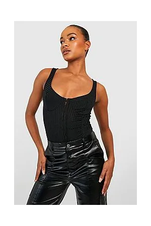 Boohoo Tall Rib Vest Hook And Eye Corset Top