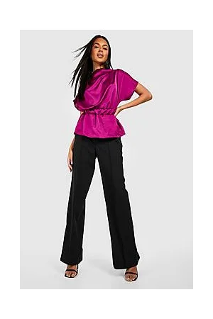 Boohoo Satin Cowl Neck Floaty Sleeve Blouse
