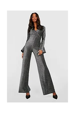Boohoo Glitter Wide Leg Jumpsuit