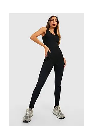 Boohoo Soft Rib Knit Scoop Bodysuit And Leggings Co-ord