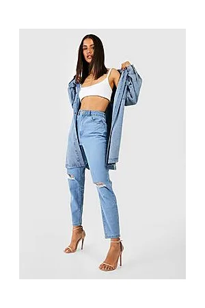 Boohoo Basics High Waisted Ripped Mom Jeans