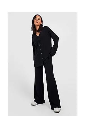 Boohoo Soft Rib Knit Cardigan And Trouser Relaxed Co-ord