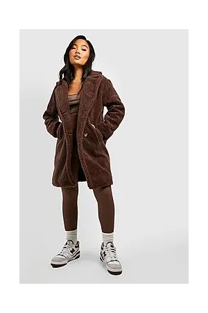 Boohoo Petite Double Breasted Teddy Fur Coat