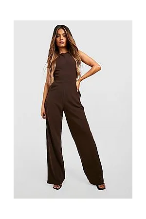 Boohoo Round Neck Textured Jumpsuit