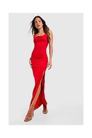 Boohoo Curved Neck Strappy Slim Fit Maxi Dress