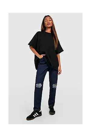 Boohoo Basics High Waisted Ripped Mom Jeans
