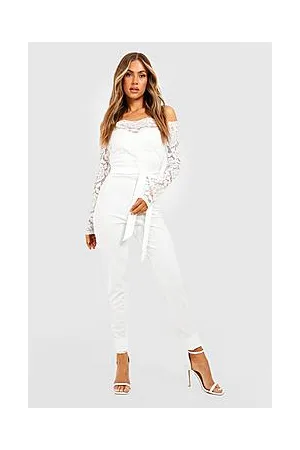 Boohoo Off The Shoulder Lace 2 In 1 Jumpsuit