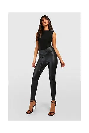 Boohoo Wrap Waist Booty Boost Wet Look Leggings