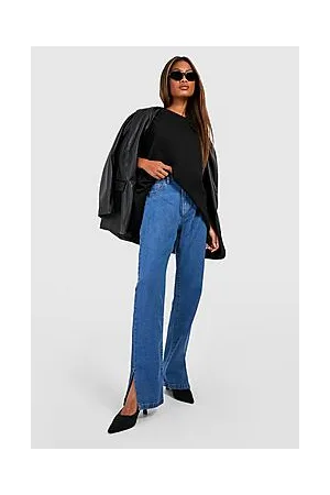 Boohoo Basics High Waisted Split Hem Jeans