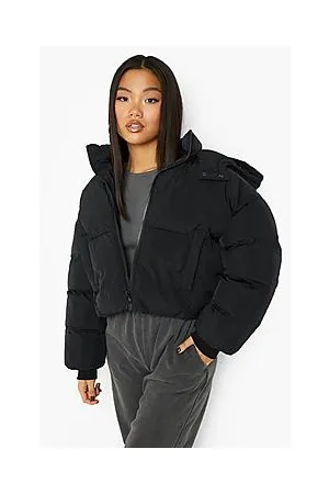 Boohoo Petite Hooded Oversized Crop Puffer
