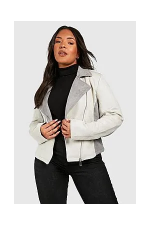 Boohoo Plus Suede Asymmetric Zip Biker Jacket