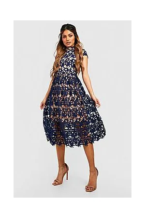 Boohoo Boutique Lace Midi Skater Bridesmaid Dress