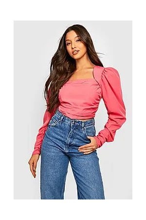 Boohoo Volume Sleeve Square Neck Corset Top