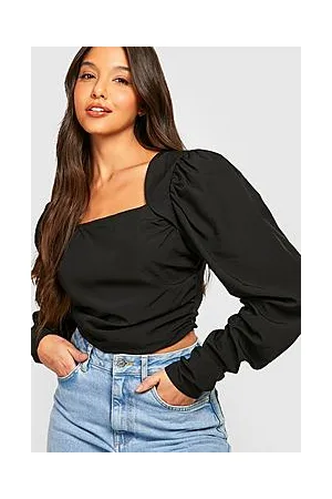 Boohoo Volume Sleeve Square Neck Corset Top