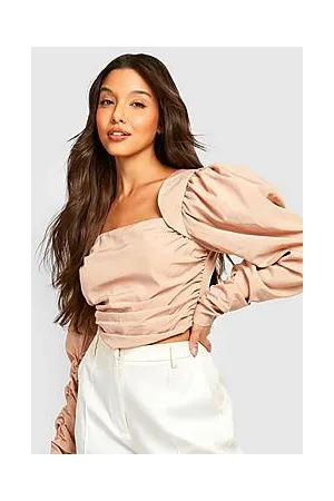 Boohoo Volume Sleeve Square Neck Corset Top