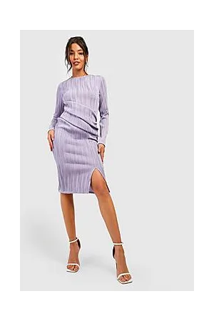 Boohoo Crinkle Rib Twist Detail Midi Dress