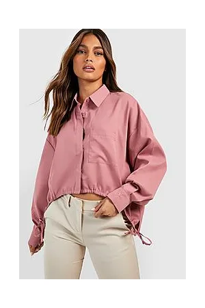 Boohoo Ruched Curved Hem Shirt