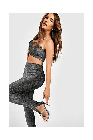 Boohoo Glitter High Waisted Split Hem Leggings