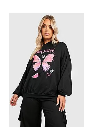 Boohoo Plus Butterfly Graffiti Oversized Hoodie