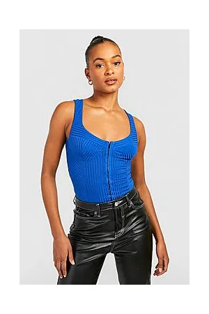 Boohoo Tall Rib Vest Hook And Eye Corset Top
